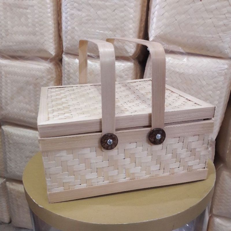 Rantang Bambu Kotak Susun 1 Ukuran 25 cm 30 cm / Rantang Bambu susun 1 / Rantang Bambu Kotak susun /