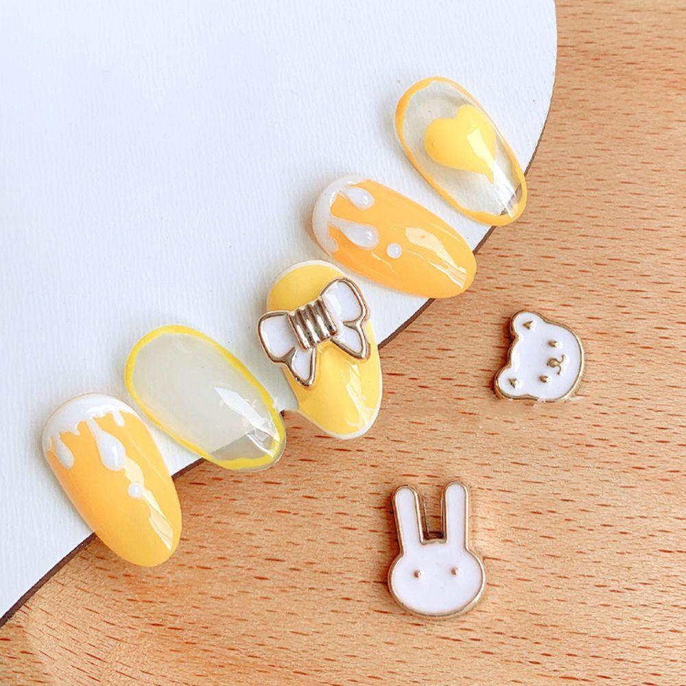 NEEDWAY Kartun Pesona Kuku Jepang 10pcs Studs Pendant DIY Metal Bow Ujung Jari Ornamen Nail Art Jewelry