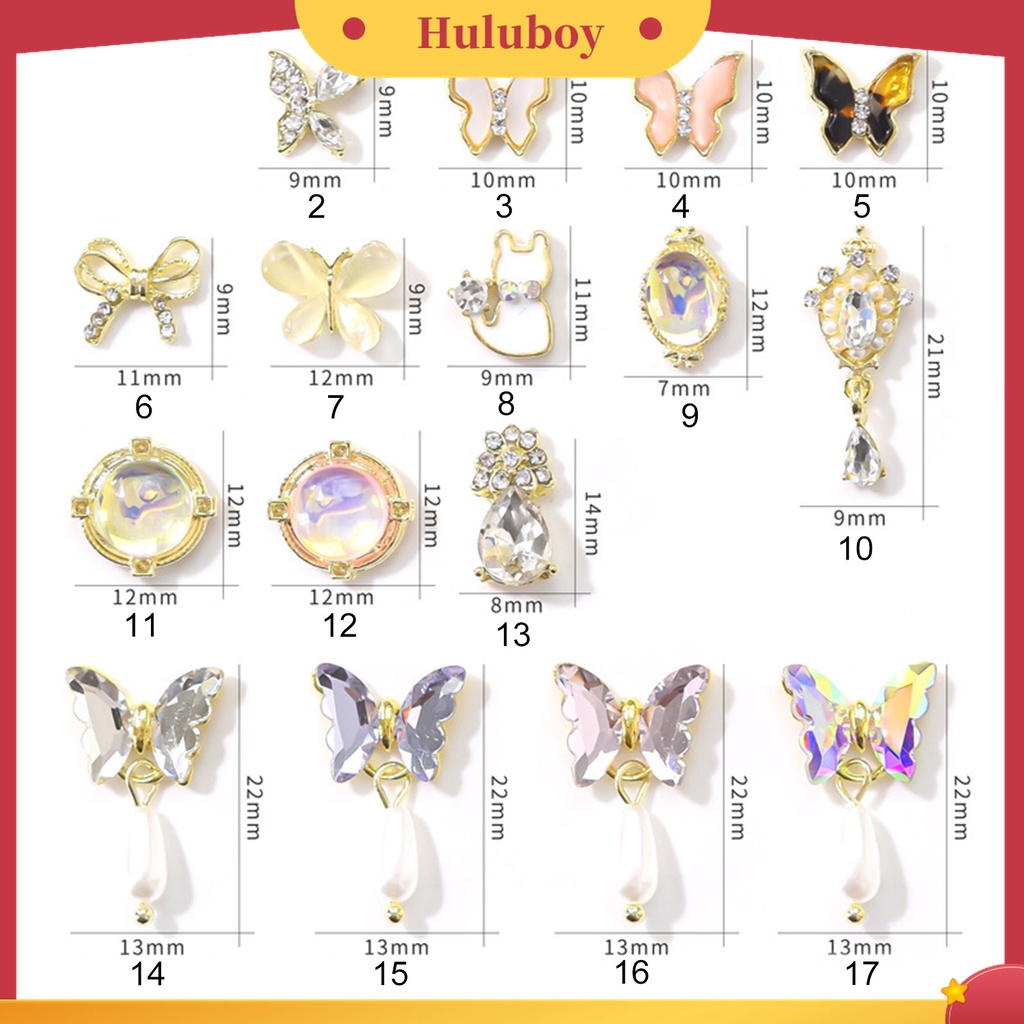 Huluboy Huluboy♡ Butterfly Berlian Imitasi Bentuk Kupu-Kupu Untuk Dekorasi Nail Art