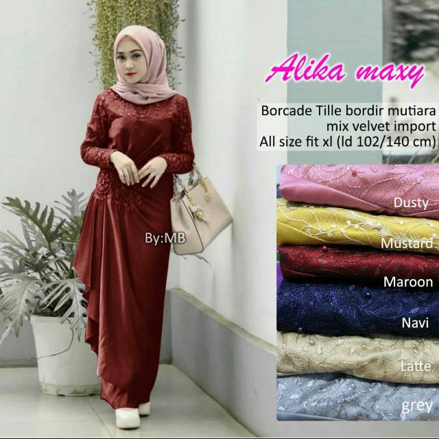 Alika maxy || gamis super mewah best seller!! Garansi harga termurah