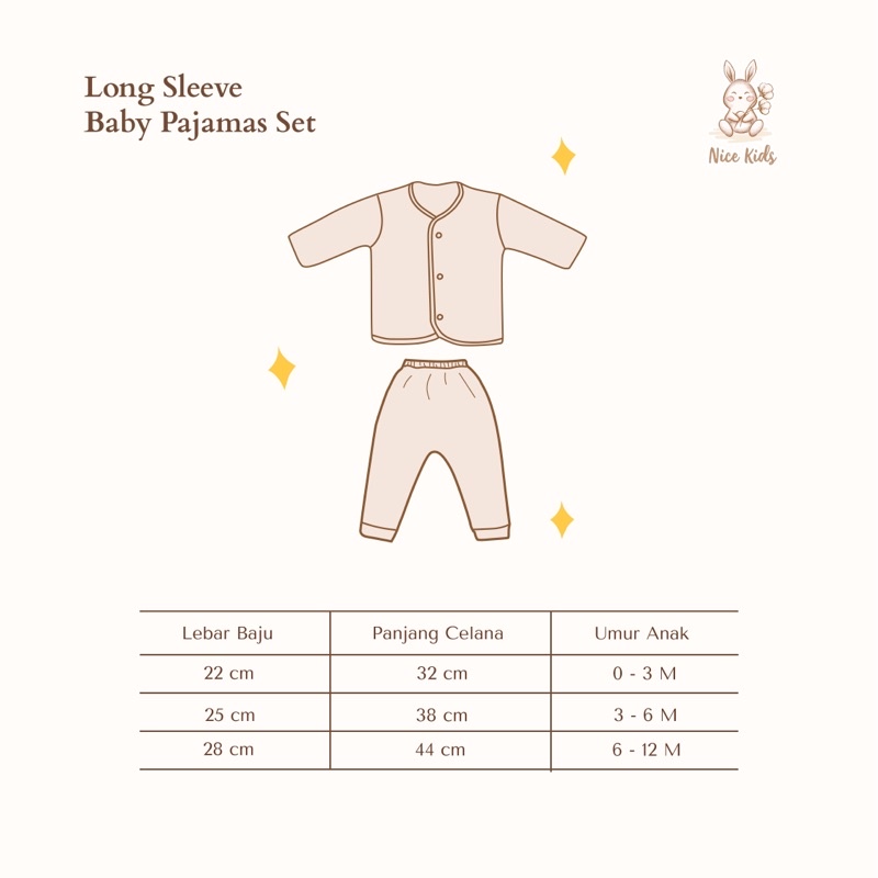 Nice Kids Long Sleeve Baby Pajama Set - Setelan Panjang Bayi