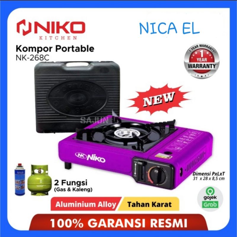 Niko Kompor Gas Portable 2in1 (Kaleng/LPG) NK 268C