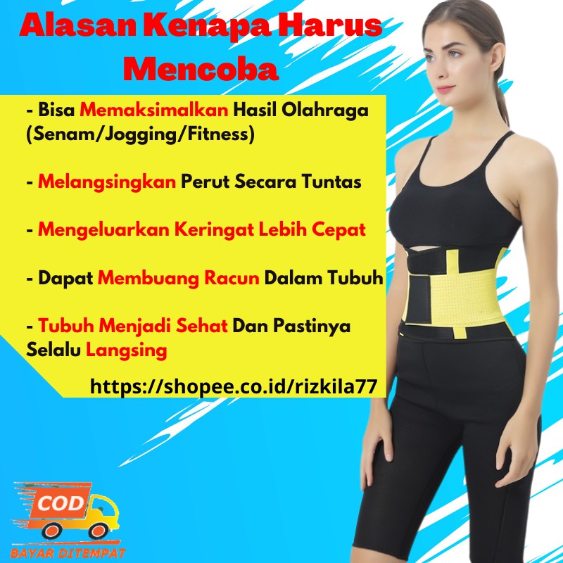 Sabuk Pelangsing Perut Hot Shaper Power Belt Alat Pelangsing Tubuh Korset Wanita Bahan Neotex