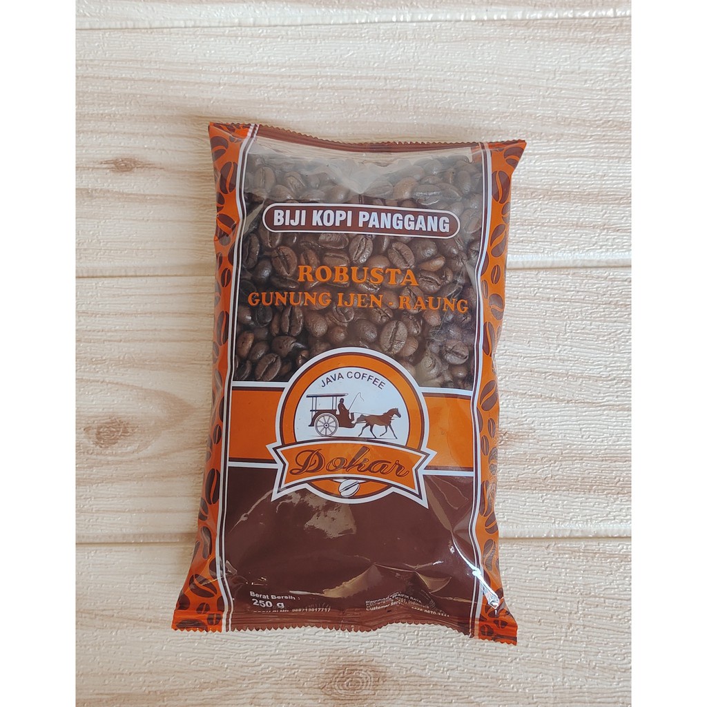 

Kopi Biji goreng Java Robusta 250 gr Kopi O DOKAR Robusta Roasted Coffee Bean Indonesia -GUNUNG IJEN