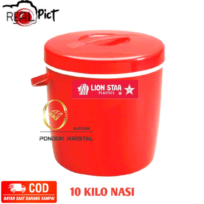 BOS NASI 10 KILO LION STAR / Wadah Nasi 10 kilo / RICE BUCKET 10 KILO NASI LION STAR