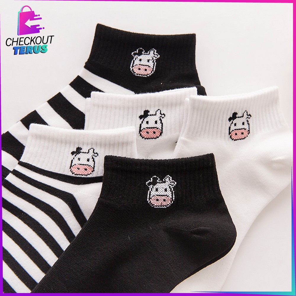 CT P184 Kaos Kaki Pendek Semata Kaki Kaus Kaki Wanita Pria Dewasa Fashion Kaos Kaki Motif Sapi Lucu Kaos Kaki Murah