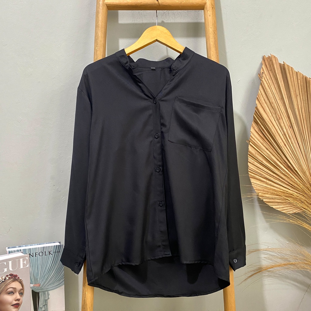 KEMEJA BLOUSE V NECK MINJU KATUN SHAKILA DAILY OFFICE SHIRT PREMIUM B609