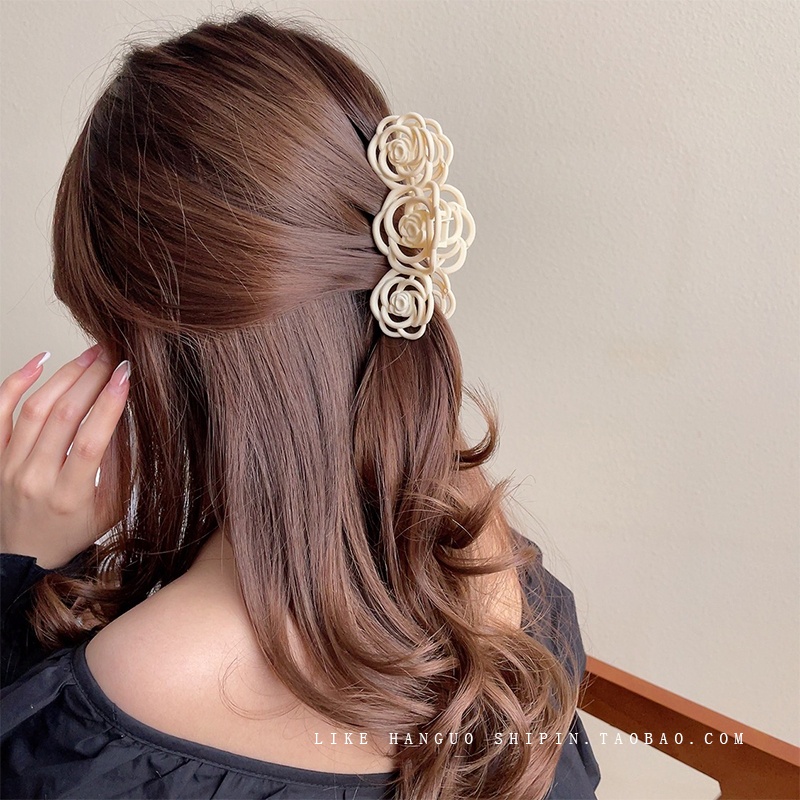 Korean Hollow Rose Hair Clip Fashion Temperament Claw Clips for Women Hair Accessories