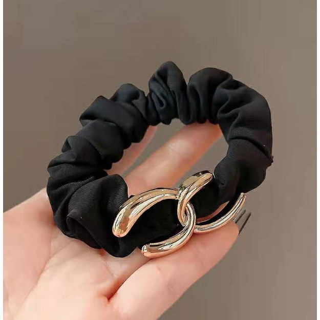 Ikat Rambut Korea Karet Rambut Elastis Stretch Scrunchies Gold Selvy