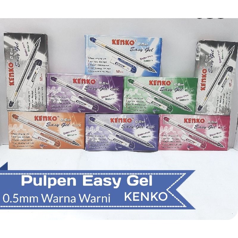 Pen kenko easy gel warna warni/pen 0.5m/1pc