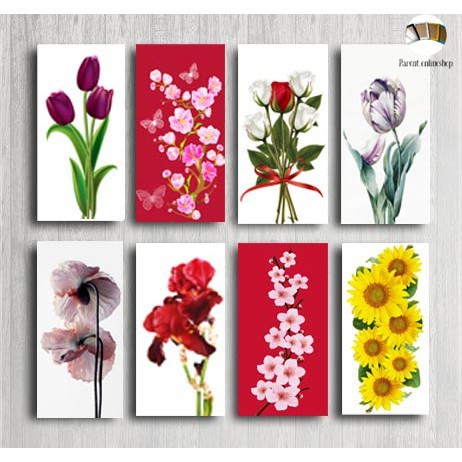 Hiasan dinding wall decor dekorasi hiasan gantung gambar pajangan bunga mera kuning ungu uk kecil