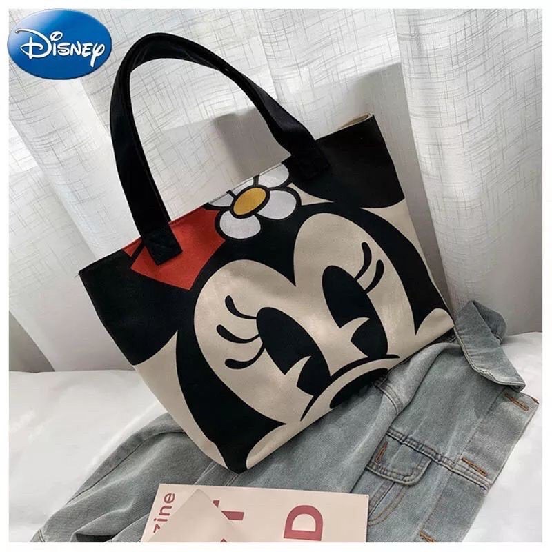 MISO tote bag tas wanita Disney Mickey / Minnie mouse / donald duck totebag lucu resleting kanvas/ t
