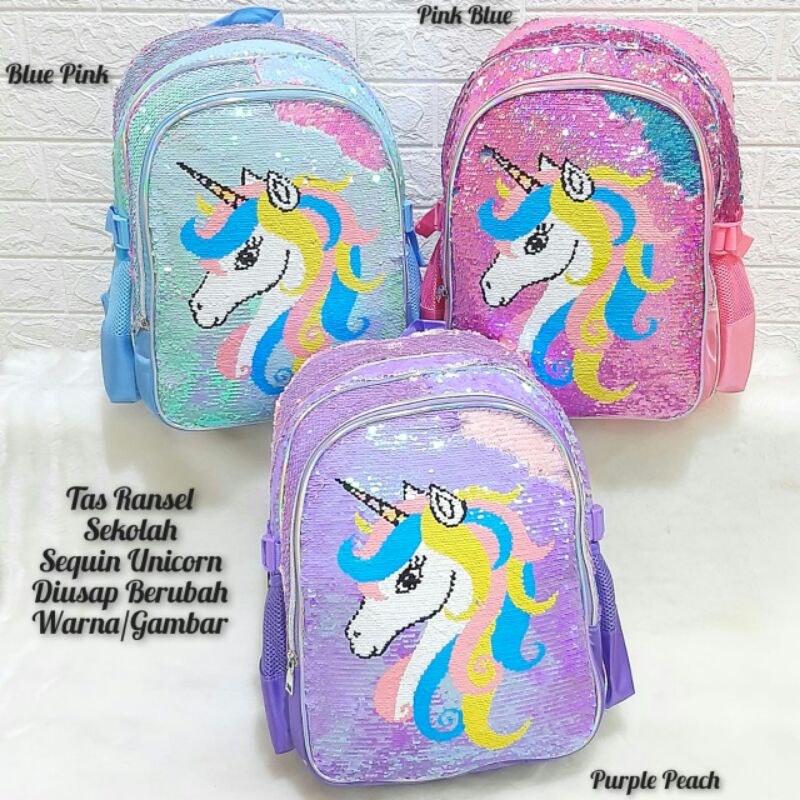 Tas Ransel Sequin Unicorn Berubah Warna Tas Ransel Sekolah Tas Sequin Tas Unicorn Tas Import