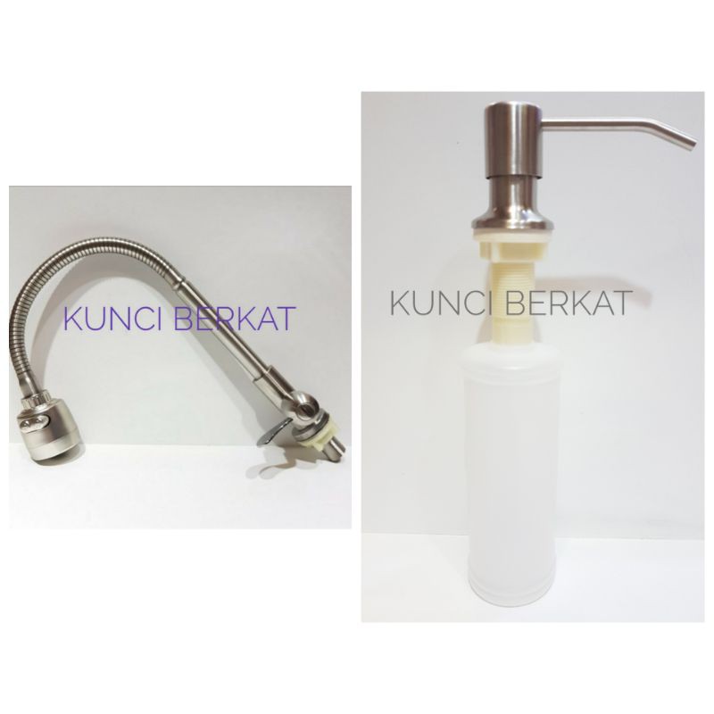 Kitchen sink paket komplit 8245/Bak cuci piring/Kran Angsa Doff/Tempat sabun cair