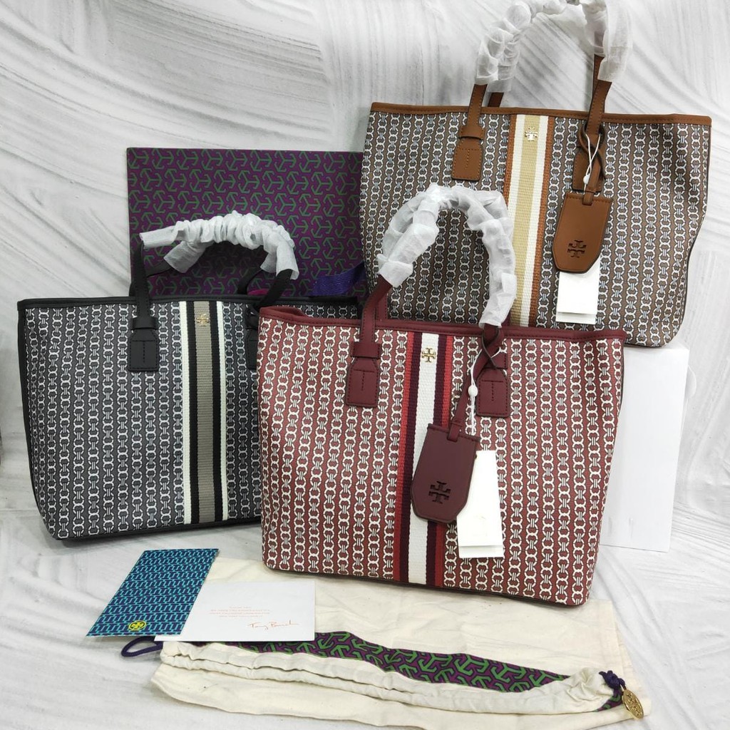 TORY BURCH GEMINI LINK CANVAS SMALL TOP ZIP TOTE - ORIGINAL