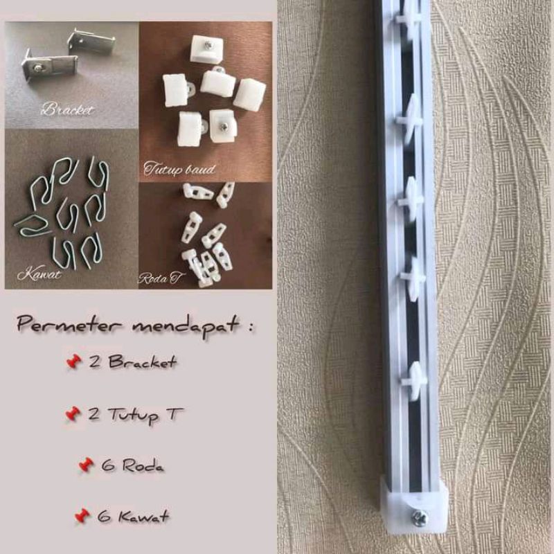 Besi Vitrase Gorden besi kotak biasa Pipa Hordeng Besi balok penyangga Gorden