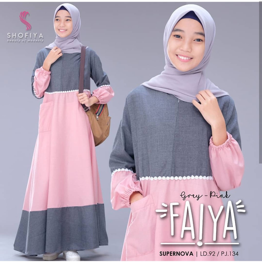 Gamis Wanita Terbaru Faiya Dres CG Bahan Supernova Dress Muslimah Modern Simple Elegan Kekinian Fash
