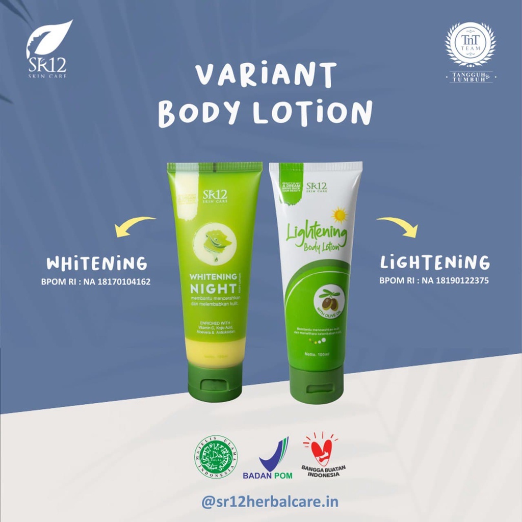 SR12 Body Lotion Day & Night / Handbody Pagi & Sore / Handbody Pencerah Kulit / Lotion Pemutih Pelem
