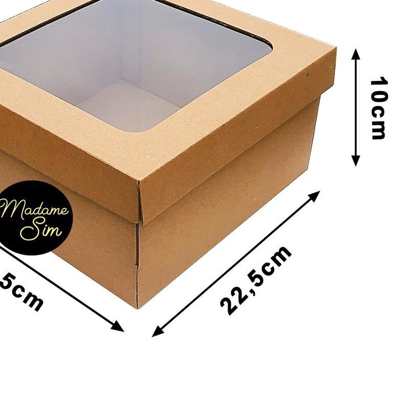 

☑ KOTAK KUE - CAKE BOX 22 x 22 x 10 CM - COKLAT + JENDELA (ISI 10 PCS) ♠