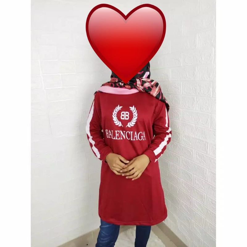 Medan Termurah Baju cantik LD 104 Tunik babyterry list white balen