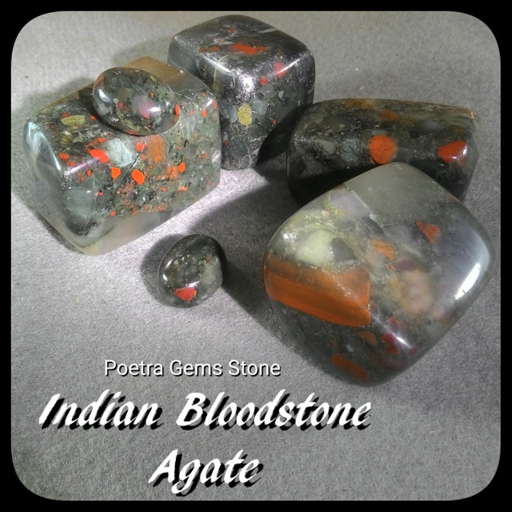 INDIAN BLODSTONE AGATE POLISHED TUMBLED STONE HQ