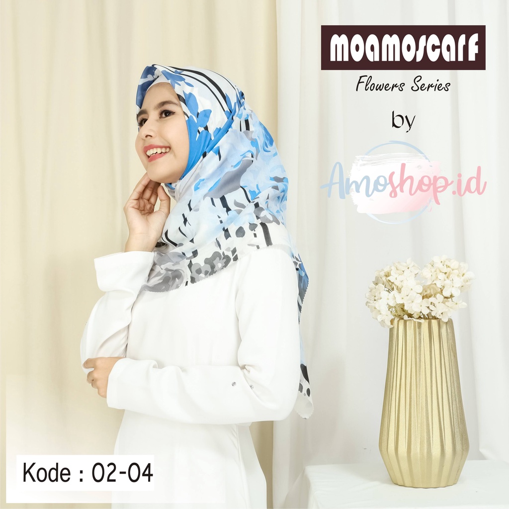 Hijab Segi Empat Murah Motif Digital Print Voal Premium Scarf Flower Series