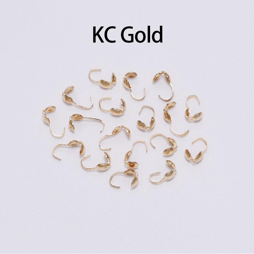 200pcs 4mm Calottes Crimps Beads Cove Clasps Hook Cord End Caps String Ball Chain Connectors For DIY Jewelry Making Findings