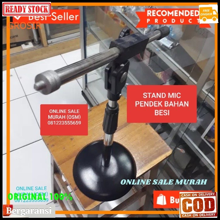 STAND MIC STANDING MIK BESI KAKI BULAT PENDEK GE108 ORIGINAL UNIVERSAL