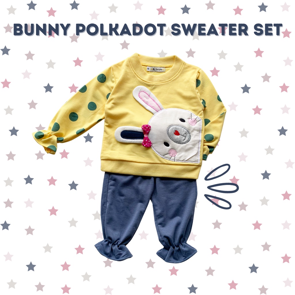 GROSIR BUNNY POLKADOT SWEATER SET