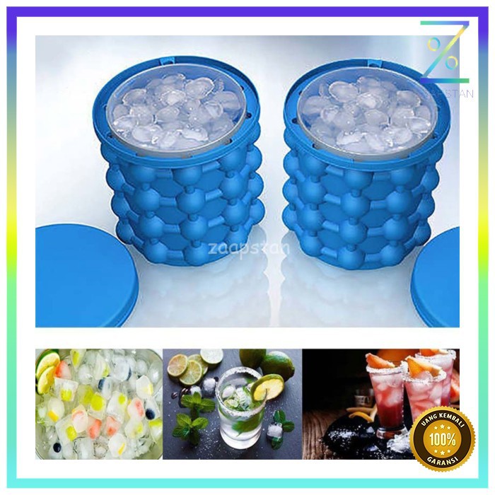 Ice Genie Pencetak Es Batu Ice Cube Maker 3D Silicone Mold - C01 - Blue