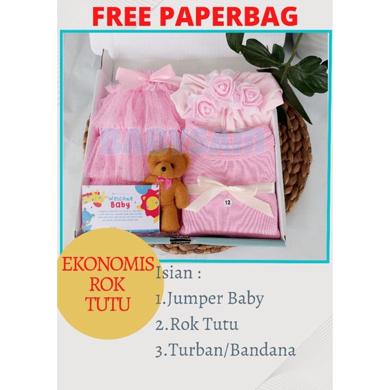 FREE PAPERBAG HAMPERS BAYI BABYSAM BAJU BAYI || HAMPERS ROK TUTU BAYI || PARCEL BAYI || BABYSAM BABY GIFT || KADO KELAHIRAN BAYI || HAMPERS BAYI LAKI-LAKI DAN PEREMPUAN-Ekonomis Rok Tutu
