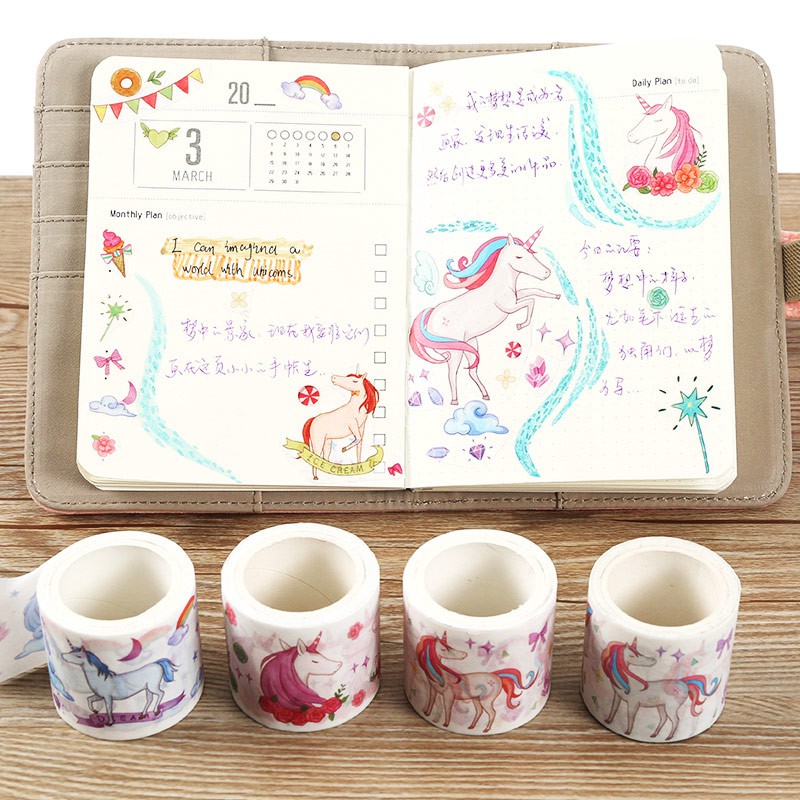 

Washi Tape / Masking Tape A World With Unicorns 4cm