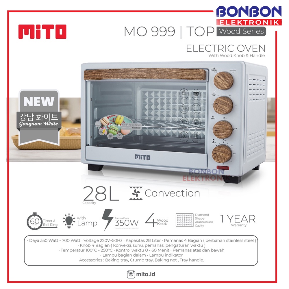 MITO MO 999 Oven Listrik 28 Liter (Wood Series) 350W / MO999