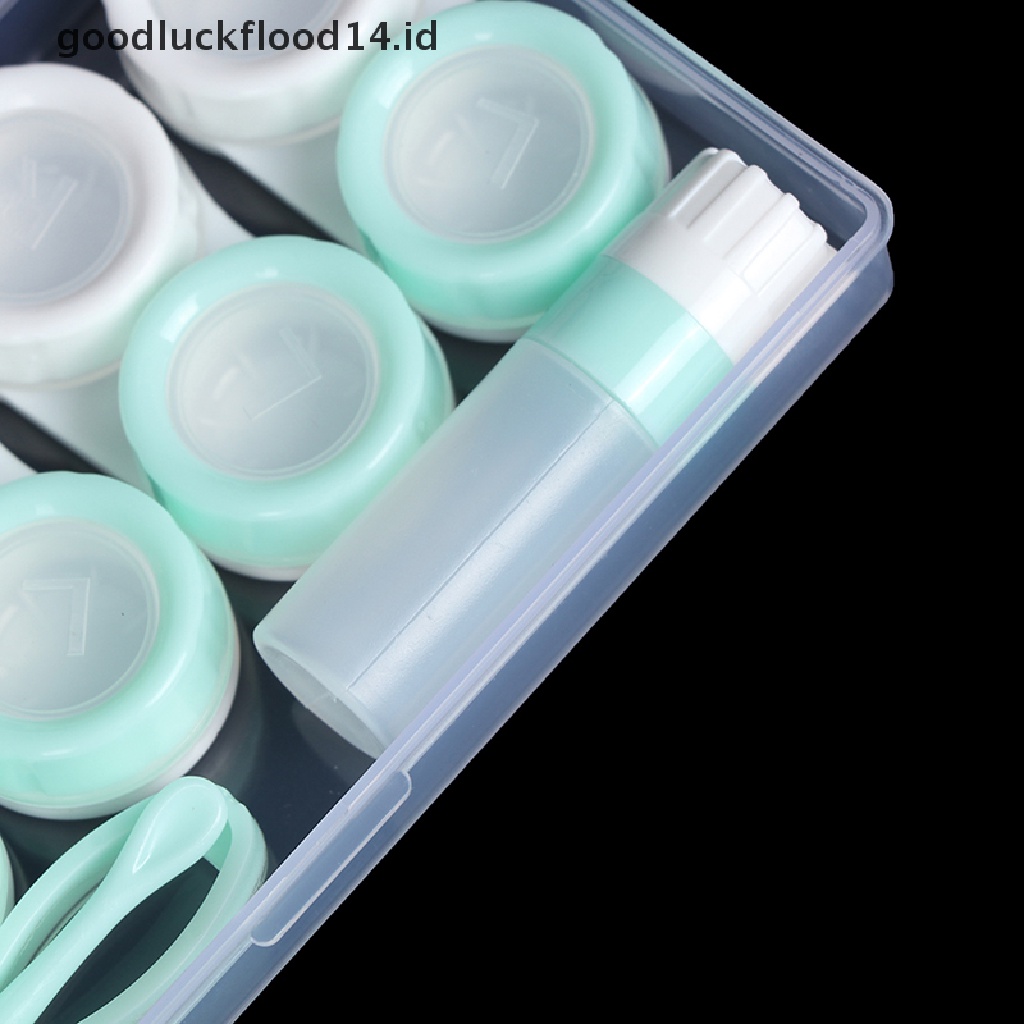 [OOID] 5 Pairs Contact Lens Case Cosmetic contact Storage Box With Bottle And Tweezers ID