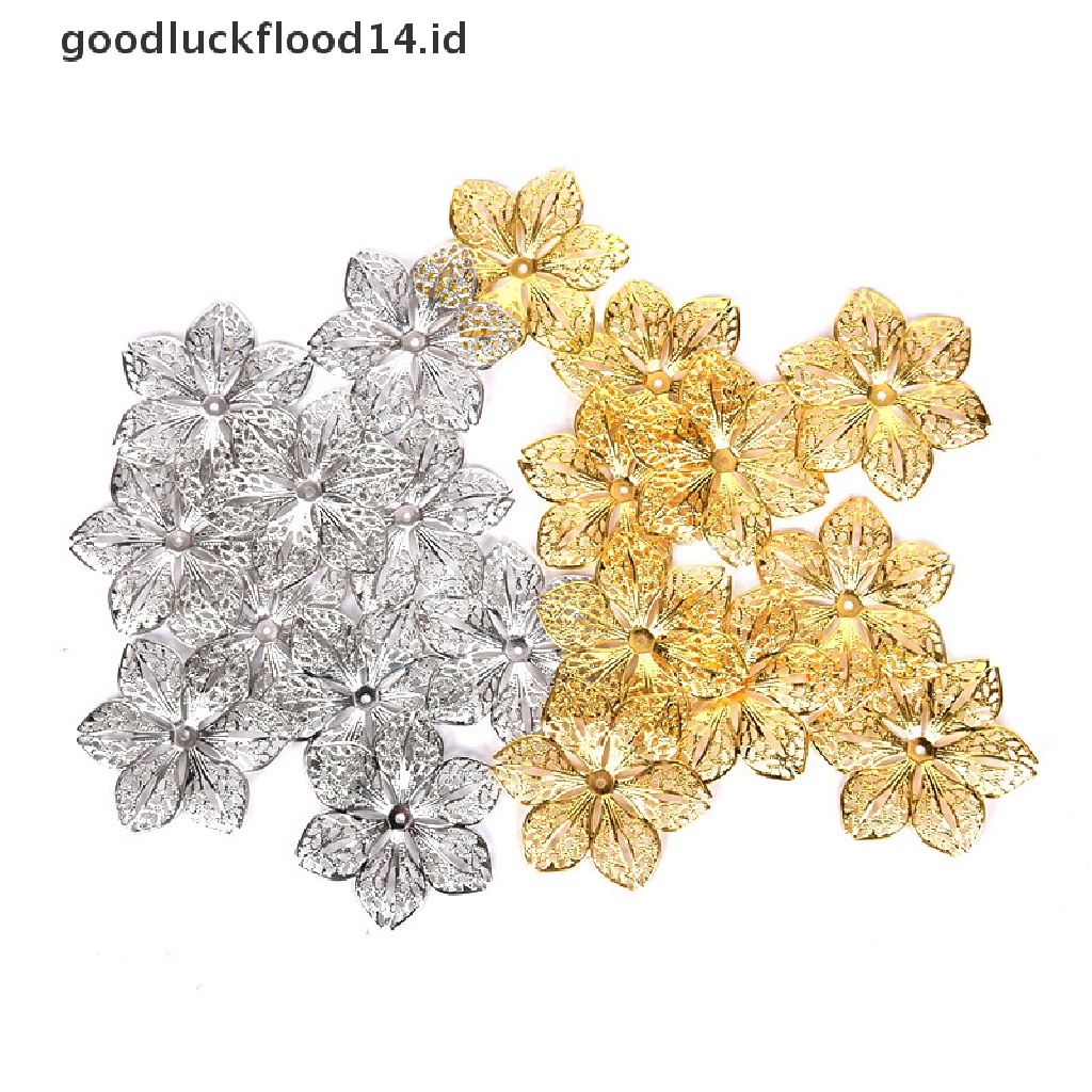 [OOID] 50Pcs/Set Filigree Flower Crafts Charms Connectors DIY Pendant Jewelry Findings ID