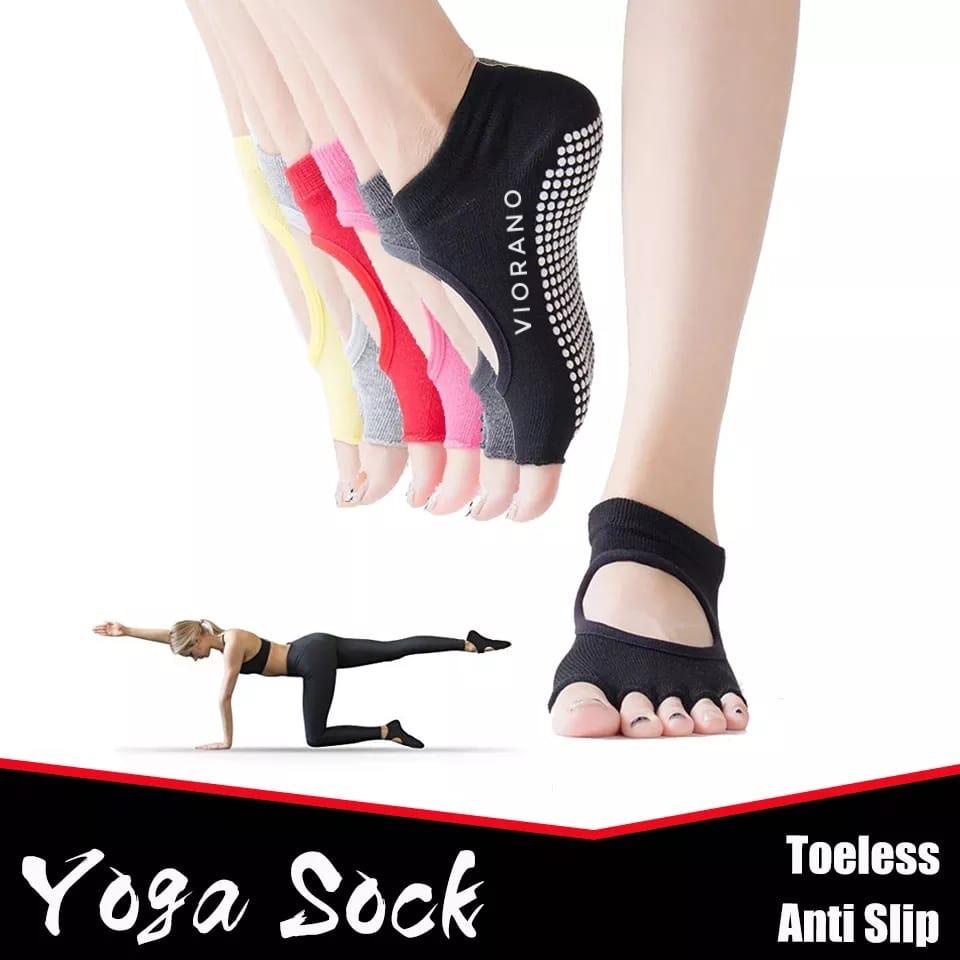 Kaos Kaki Wanita Yoga Anti Licin Model Jari Terbuka Cocok Untuk Pilates Senam Gym Balet / Kaus Kaki Jari Lima Anti Slip Yoga Socks Import