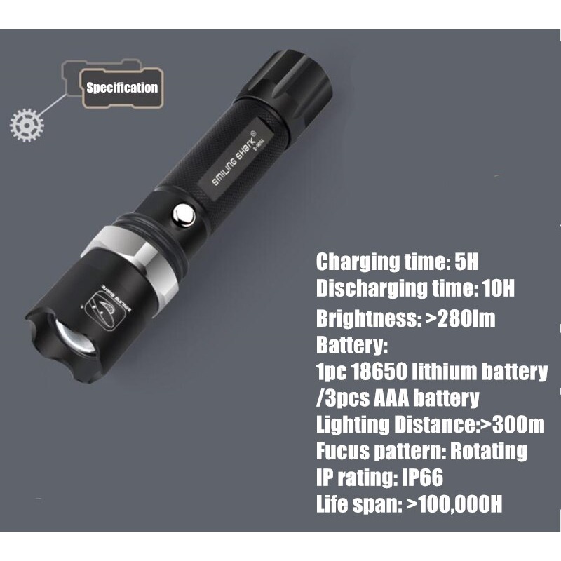 SMILING SHARK LP-909A - Senter LED Outdoor 280 Lumens Bisa Dicharge