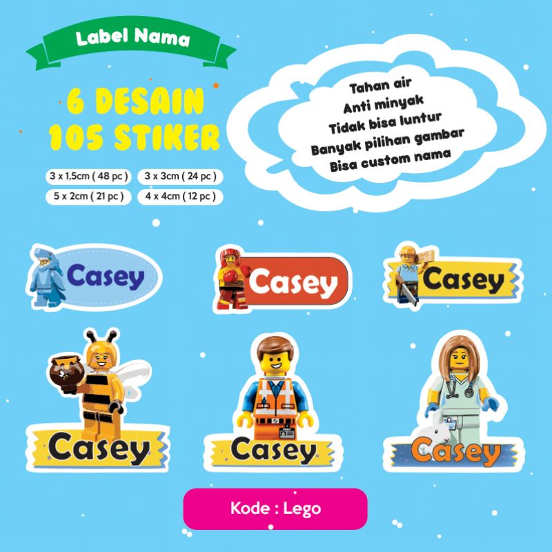 

Stiker nama anak waterproof custom