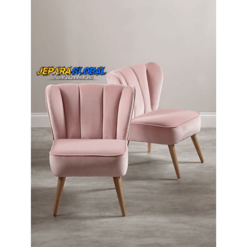 Kursi sofa single chair pink salem ( sofa wingchair,sofa tamu jati,sofa retro jati,kursi jati new)