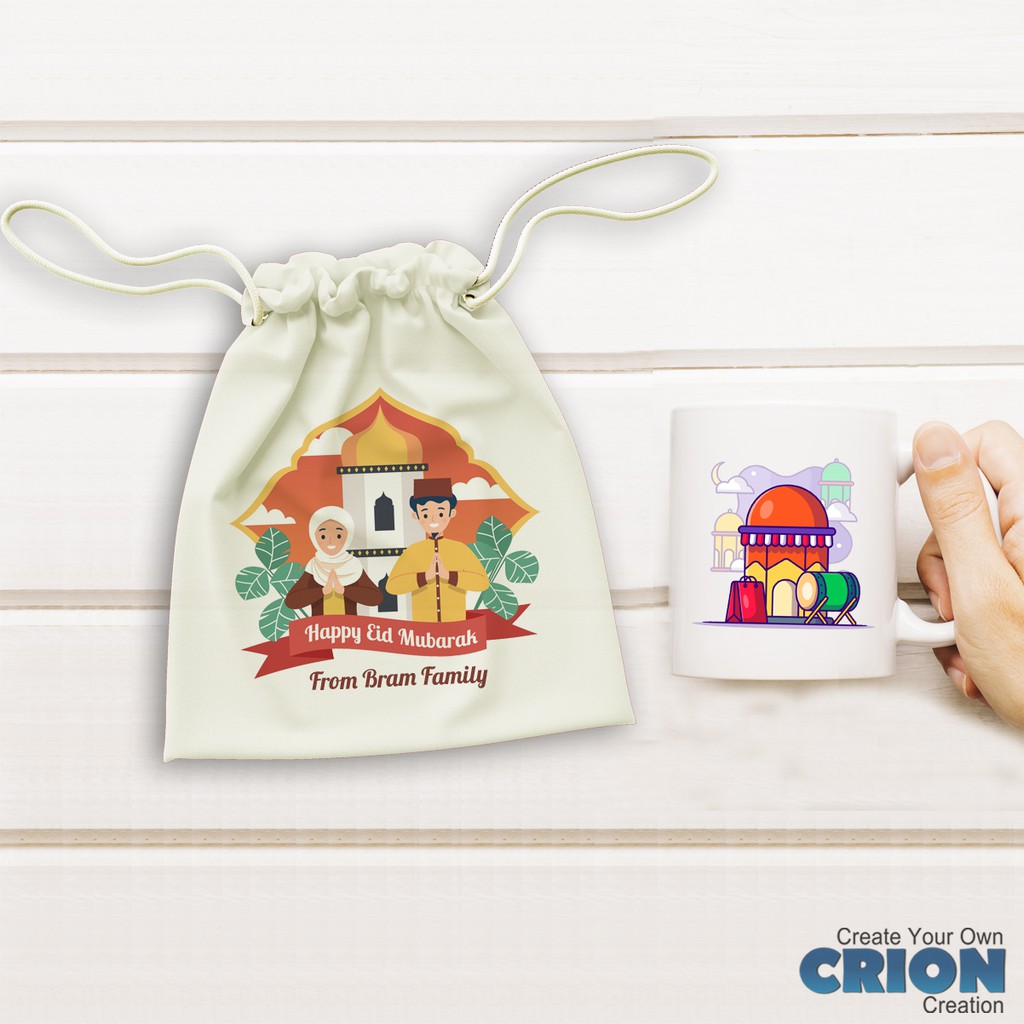 Mug Hampers Lebaran Happy Eid Mubarak  Bisa Custom Nama By Crion