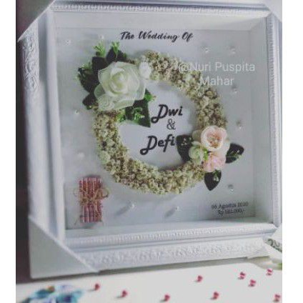 Mahar Edelweis tanpa jam ukuran 38*38cm bunga edelweis asli