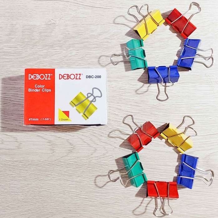 

Debozz Binder Clips no.200 BERWARNA / Penjepit Kertas Debozz DBC-200 BERWARNA / Binder Clips Debozz no.200
