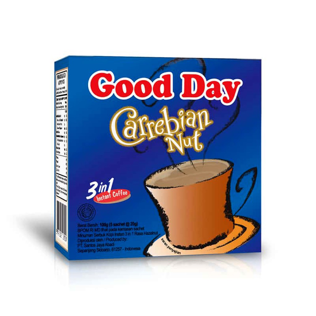 

Kopi Good Day 3 In 1 Instant Coffee Carrebian Nut Kemasan Box Isi 5 Sachet 100gr