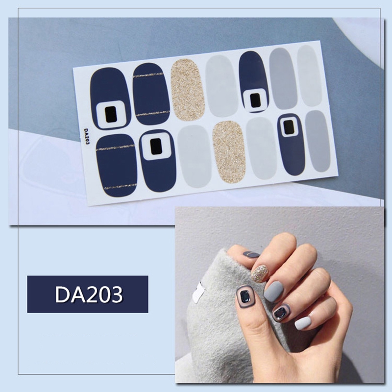 Da201-220 14pcs/lembar Stiker Kuku Palsu 3d Bronzing Untuk Nail Art Diy