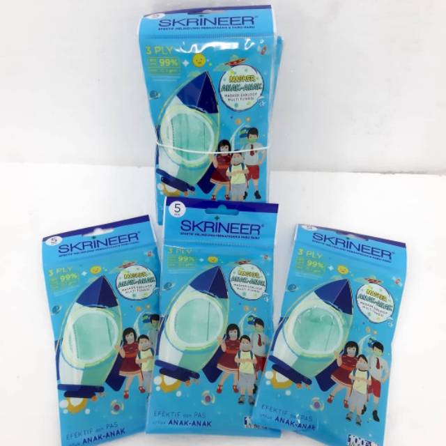 Masker skrineer anak 3 ply