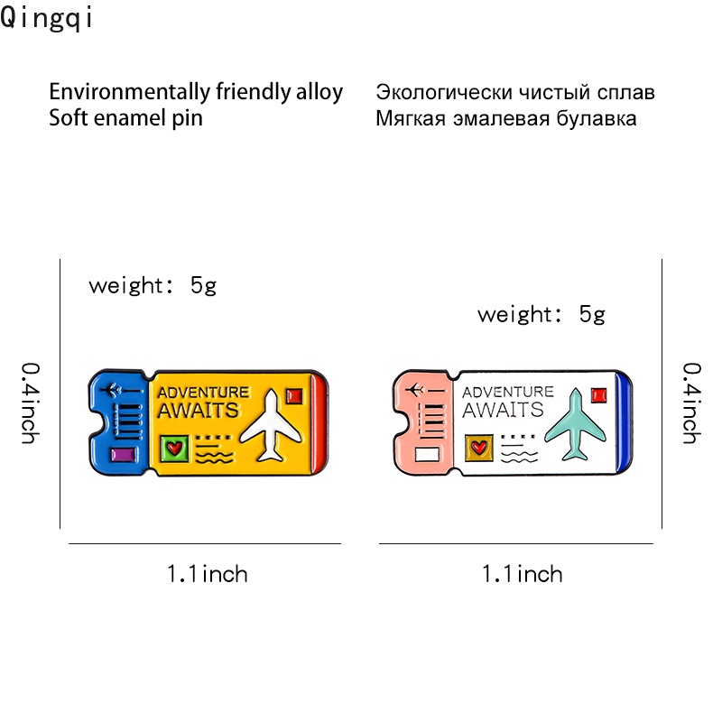 Bros Pin Enamel Desain Kartun Tiket Pesawat Petualangan