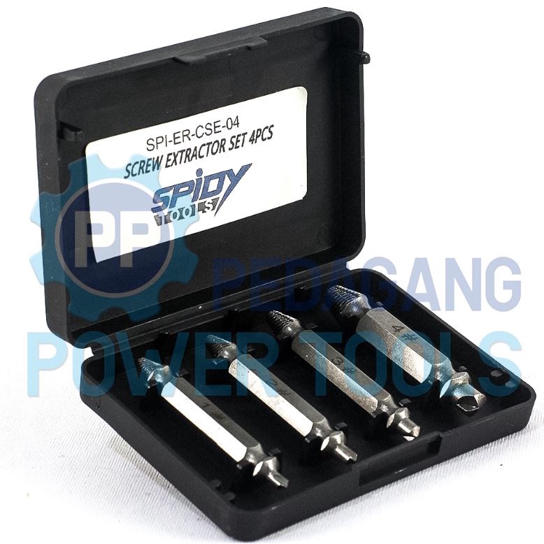 SPIDY TAP BALIK SET 4 PC SCREW EXTRACTOR ALAT PEMBUKA BAUT RUSAK PATAH