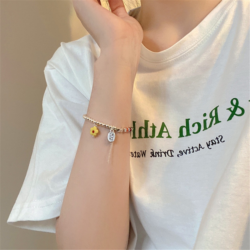 【COD Tangding】Gelang Manik-Manik Warna-Warni Bentuk Bunga Untuk Wanita