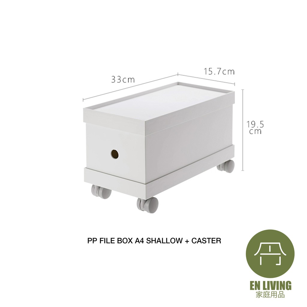 

EN LIVING PP FIle Box SHALLOW + Caster / Box File / Storage Box / Kotak Multifungsi / Box Kertas