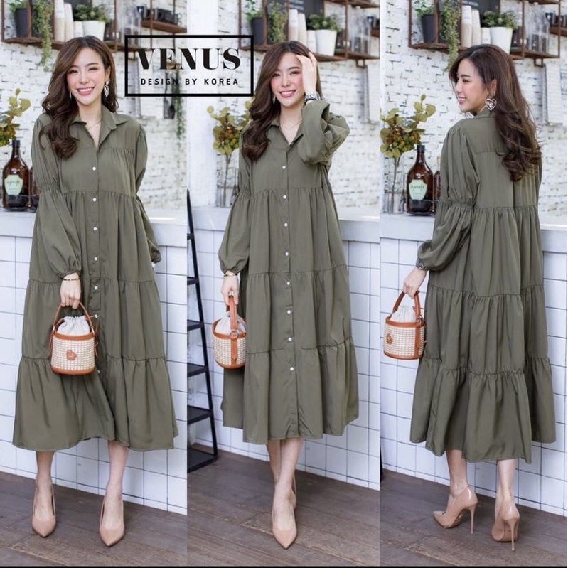 maxi dress Qiqi / qiqi dress rempel / maxi fashion bahan rayon LD 116